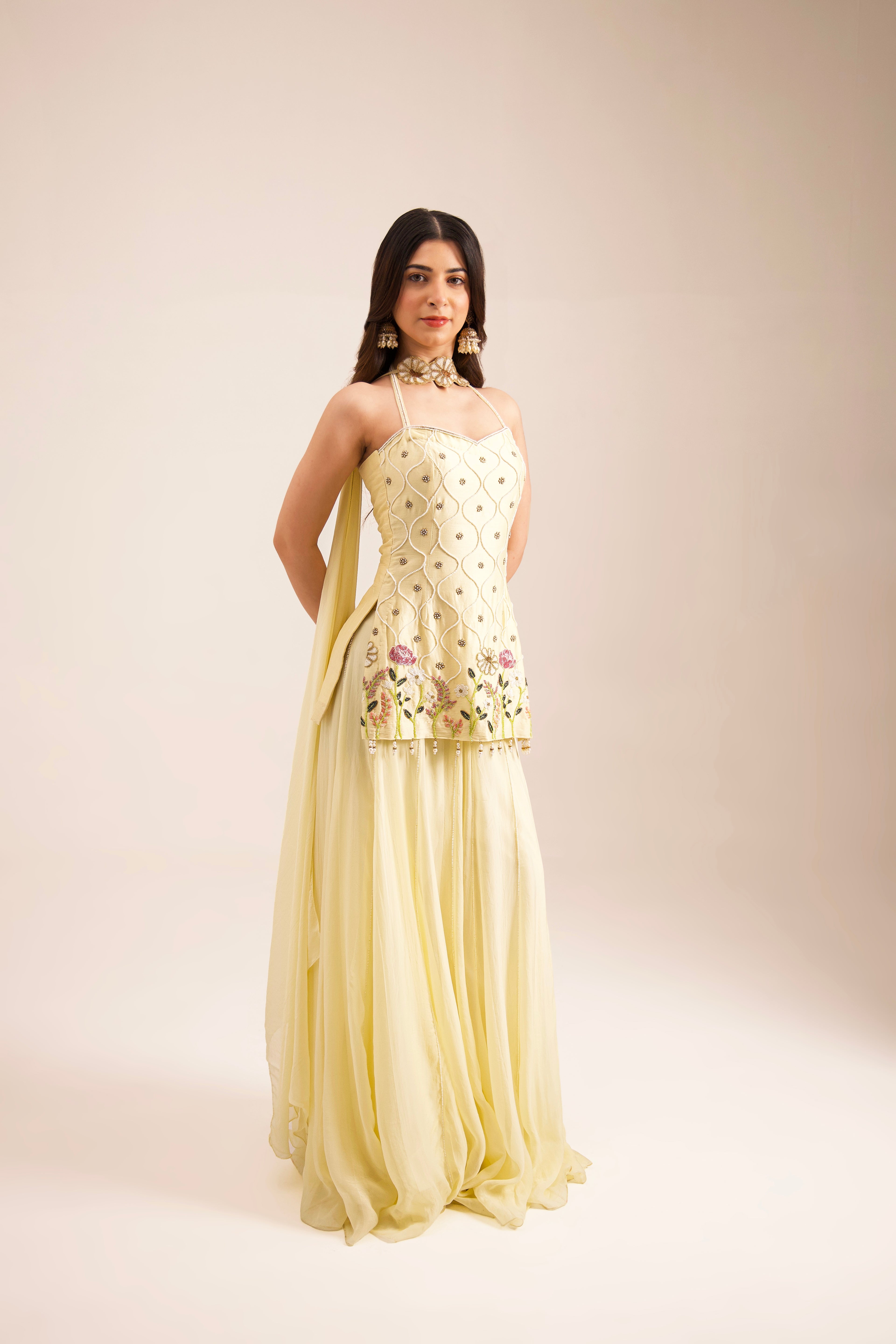 Butter-Pearl Sharara Set