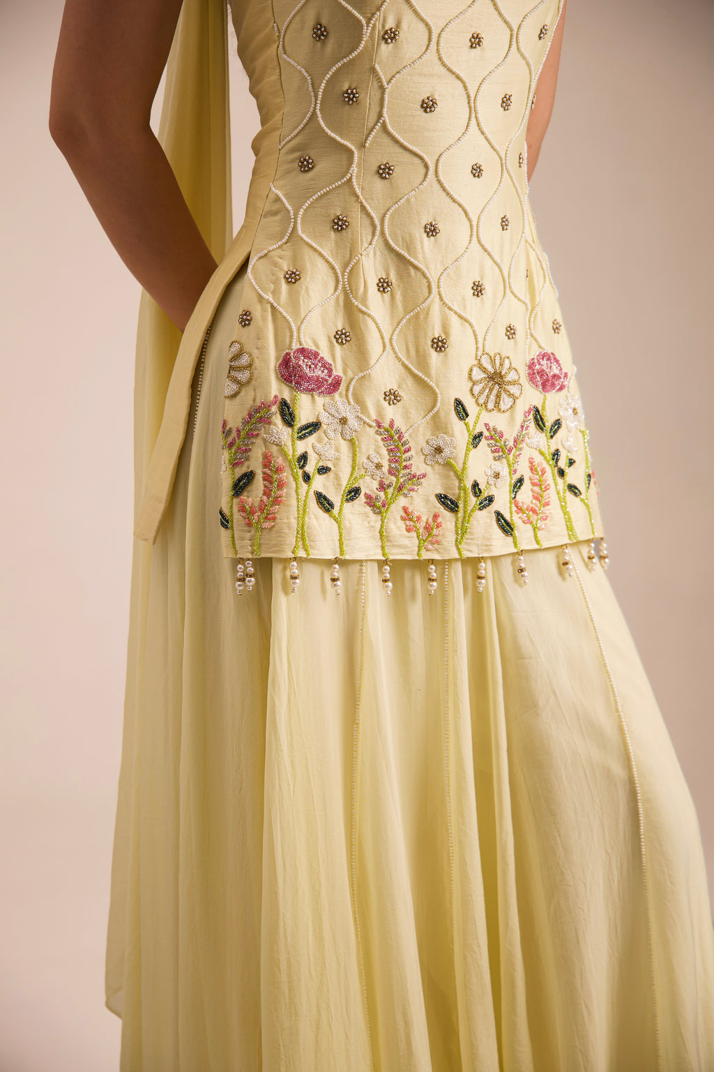Butter-Pearl Sharara Set