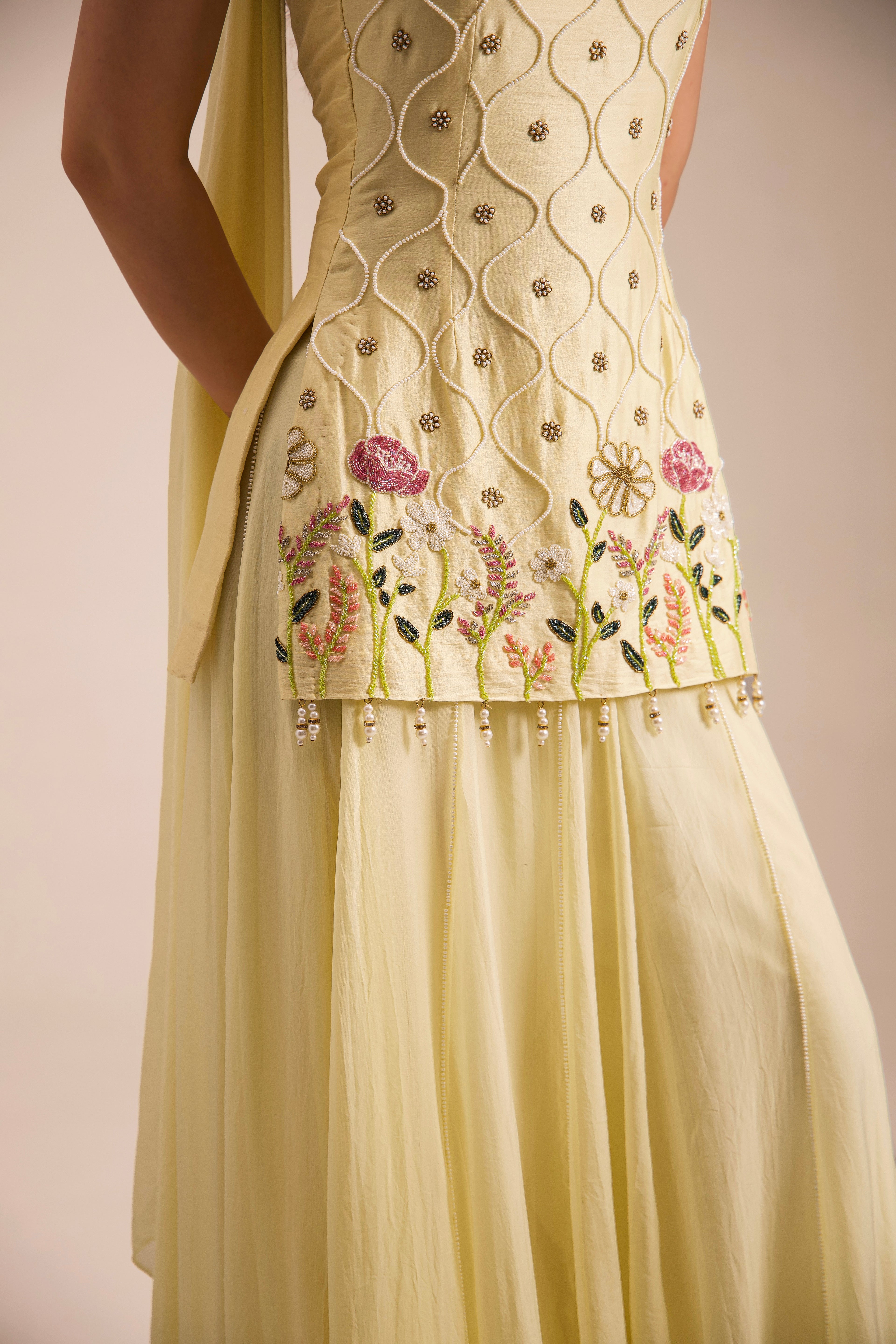 Butter-Pearl Sharara Set