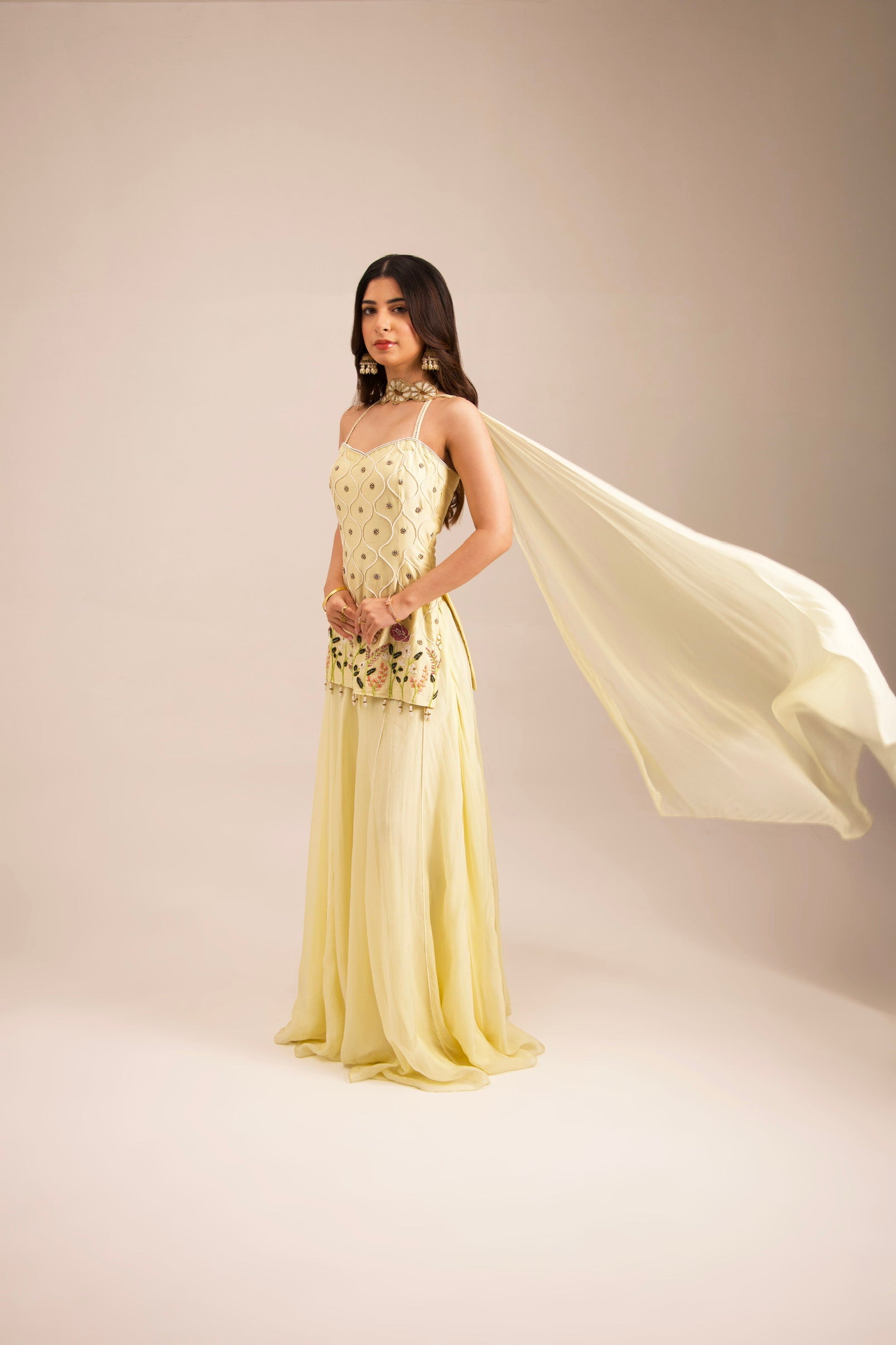 Butter-Pearl Sharara Set