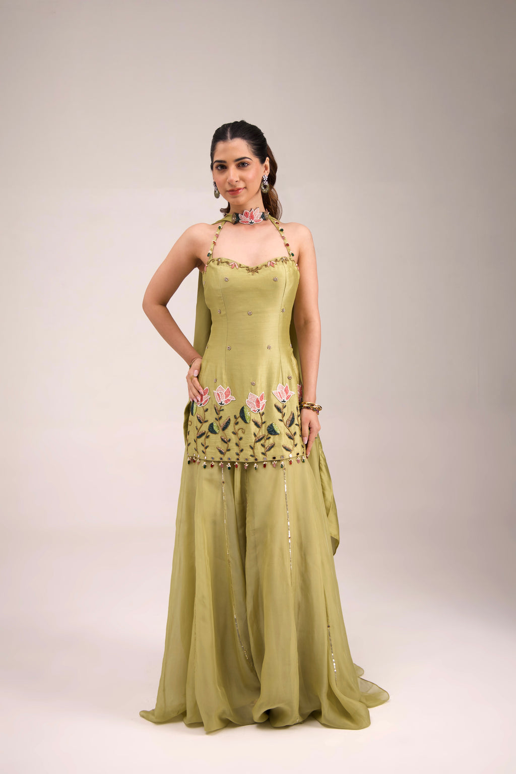 Sage-Glow Sharara set