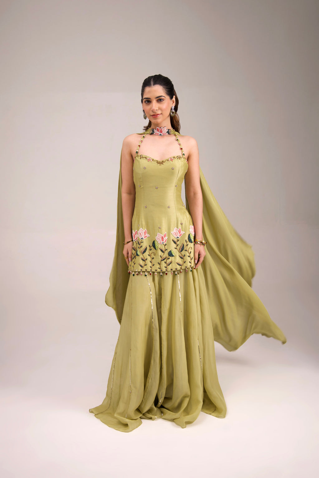 Sage-Glow Sharara set
