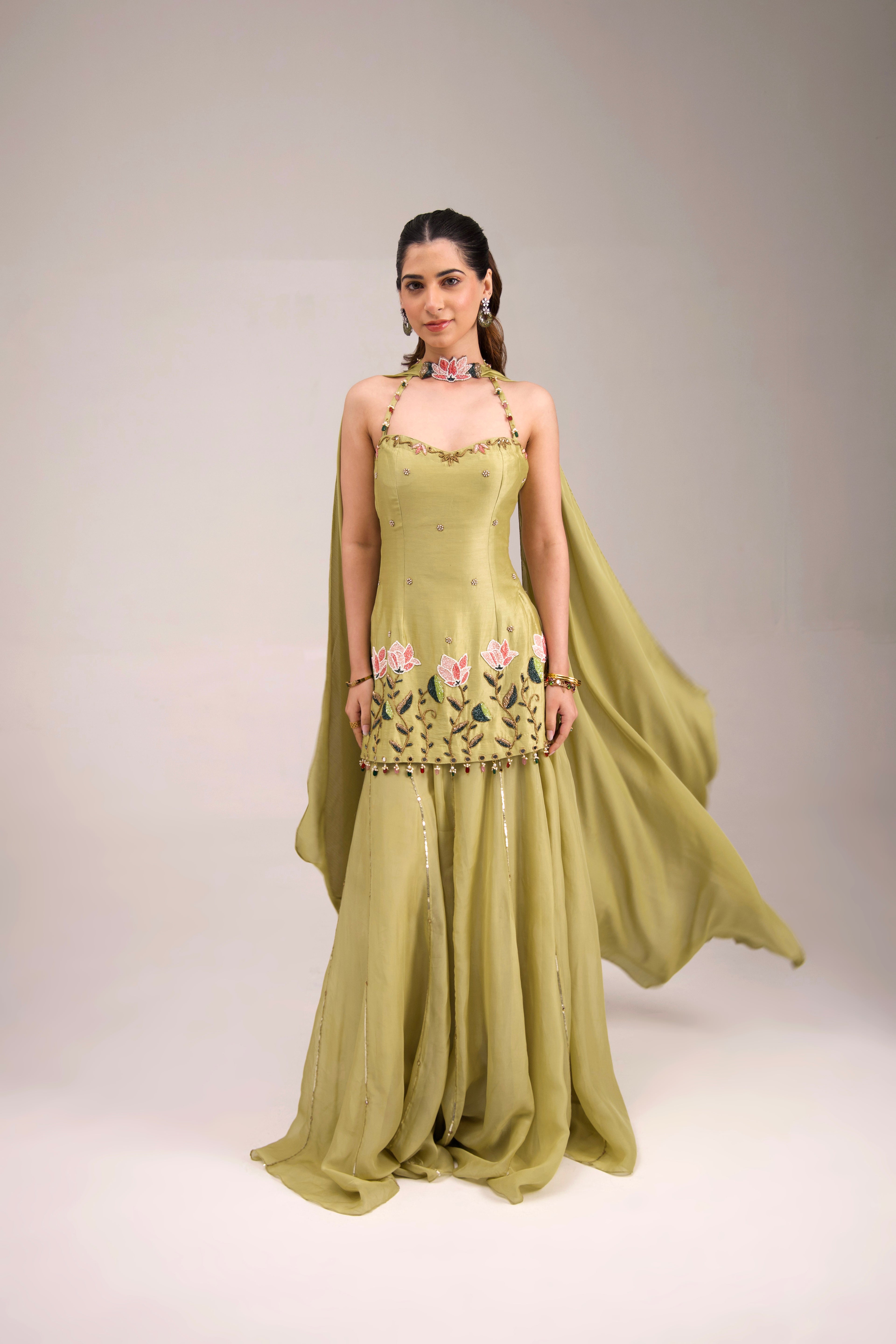 Sage-Glow Sharara set