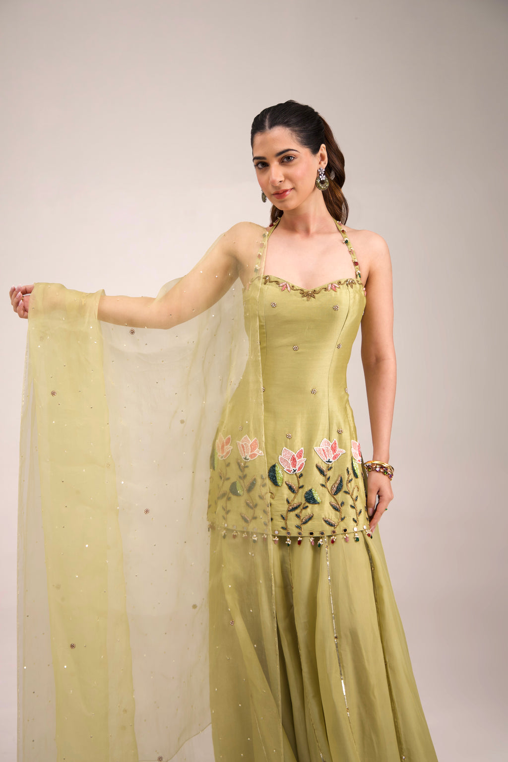 Sage-Glow Sharara set