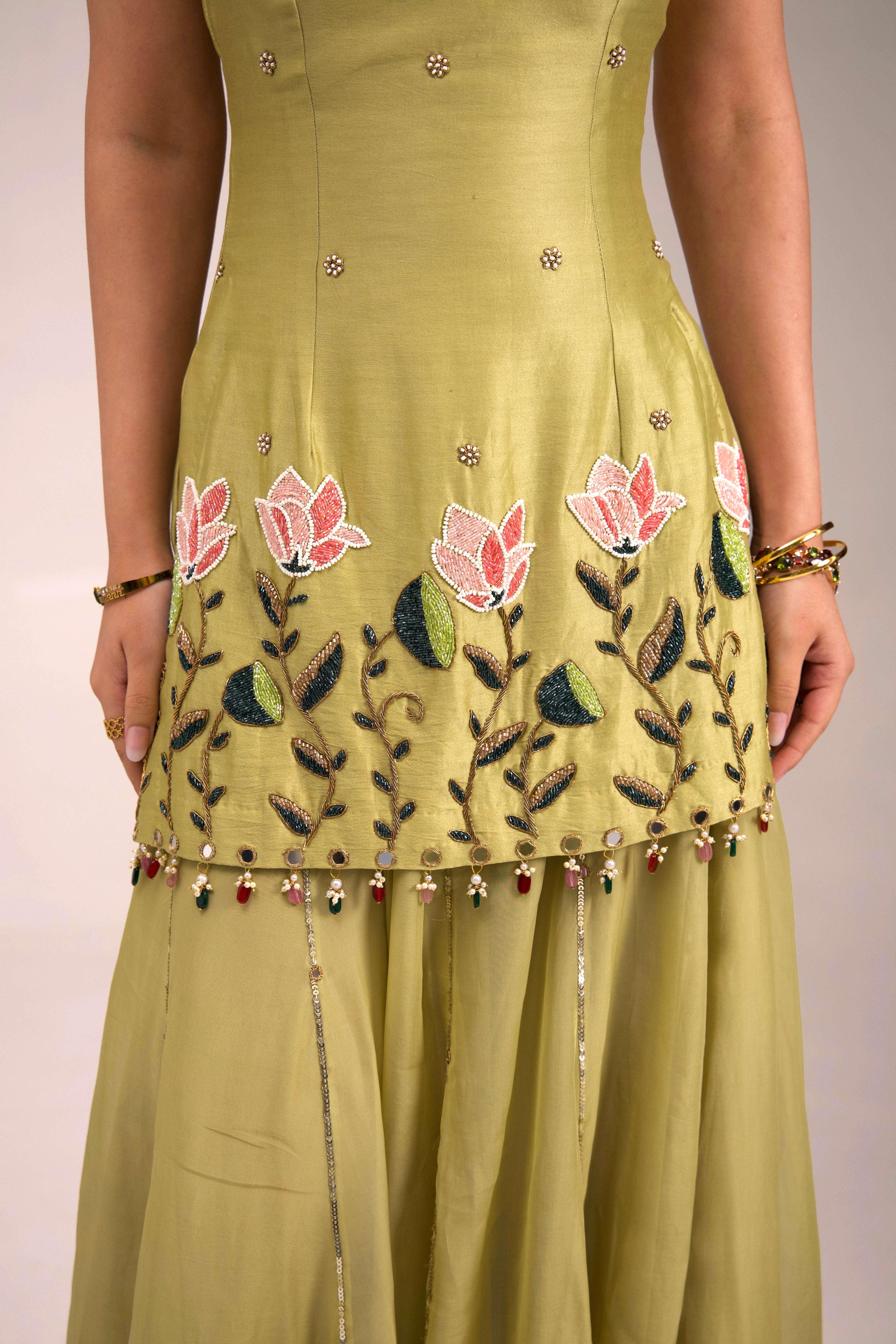 Sage-Glow Sharara set
