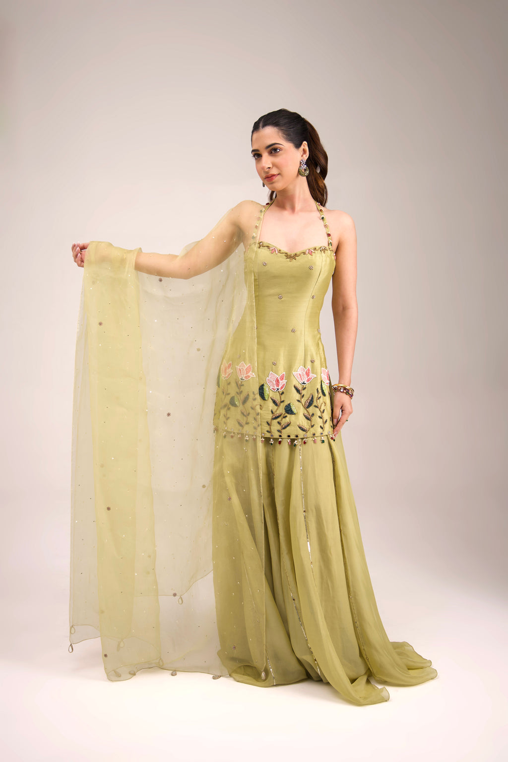 Sage-Glow Sharara set