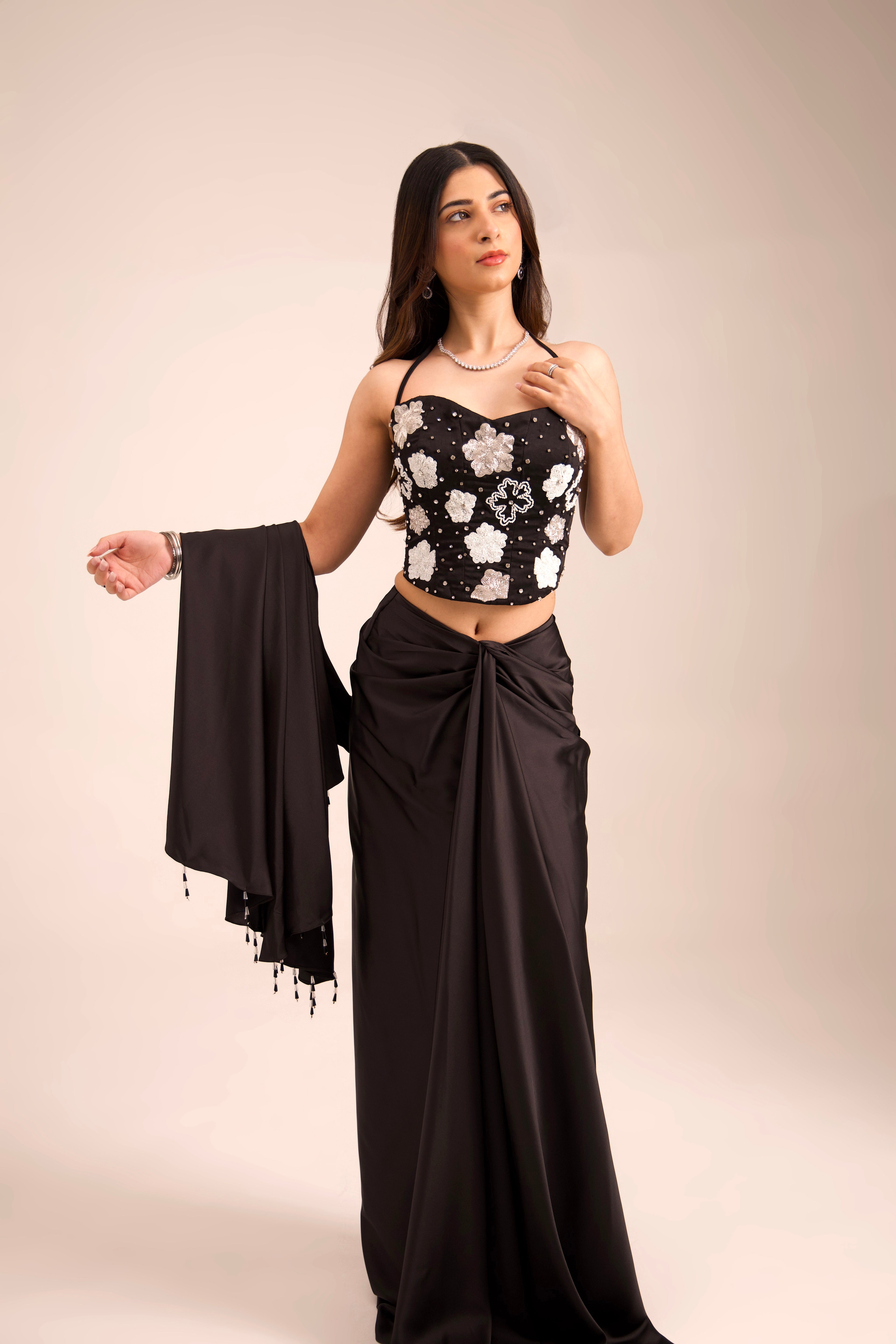 Ruby Corset-Saree set