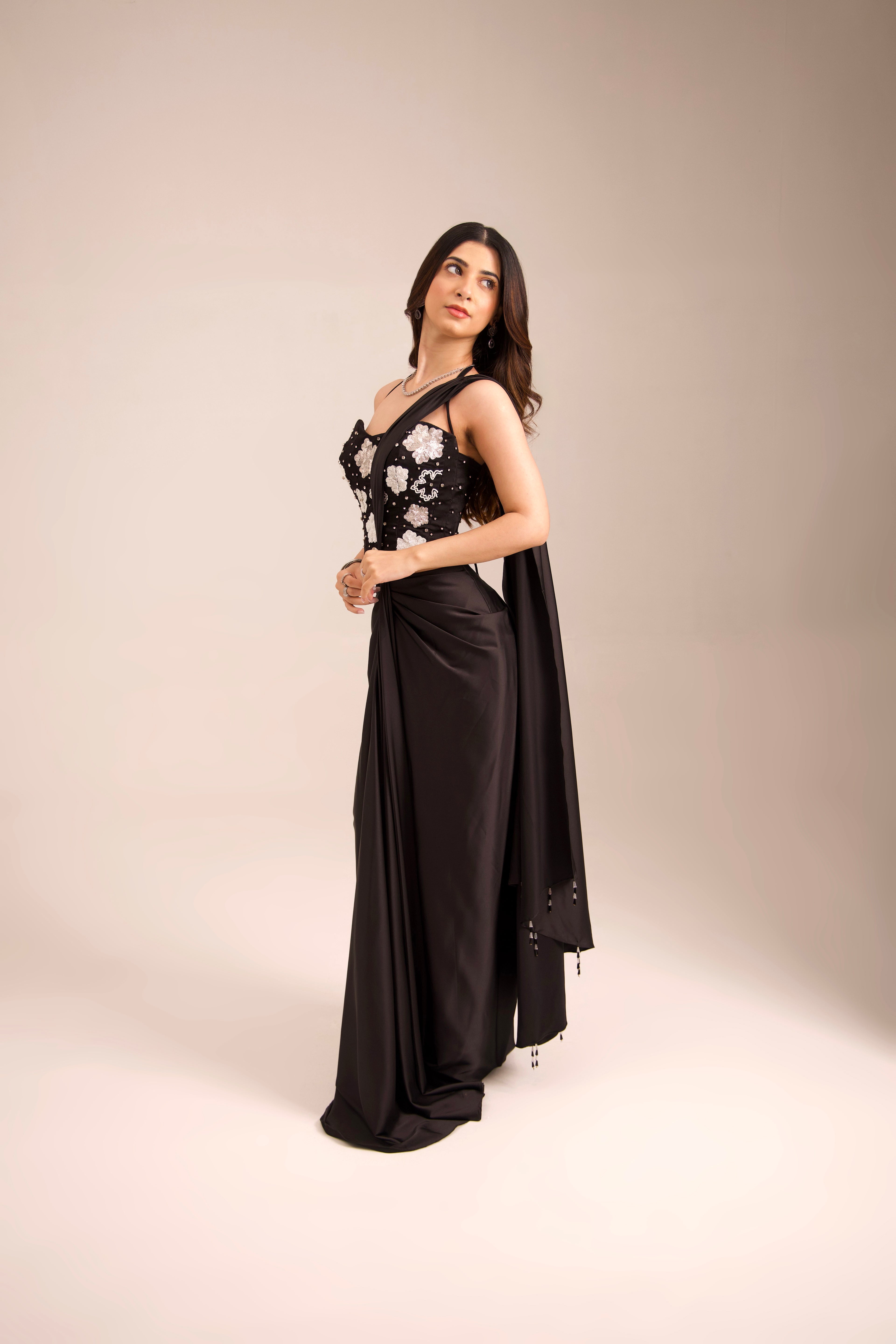 Ruby Corset-Saree set